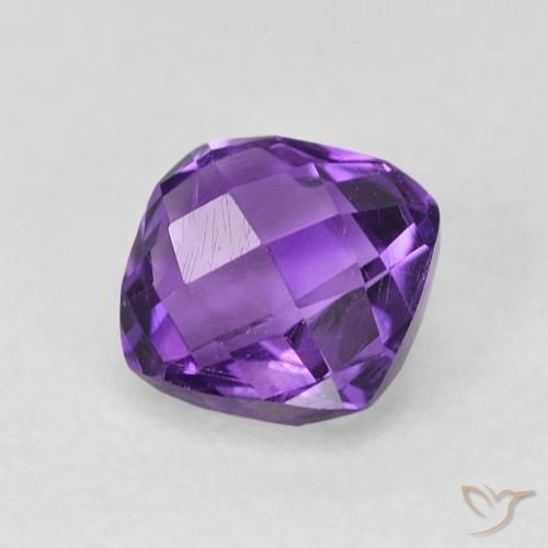 Ametista Viola scuro naturale da 0.62 ct, Taglio a cuscino, VVS-VS