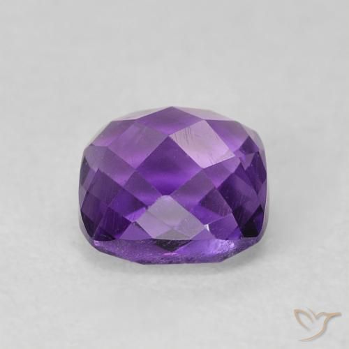 Ametista Viola scuro naturale da 0.62 ct, Taglio a cuscino, VVS-VS