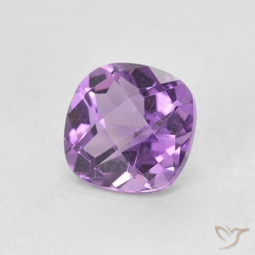 Ametista viola vivido naturale da 0.55 ct, Taglio a cuscino, VVS