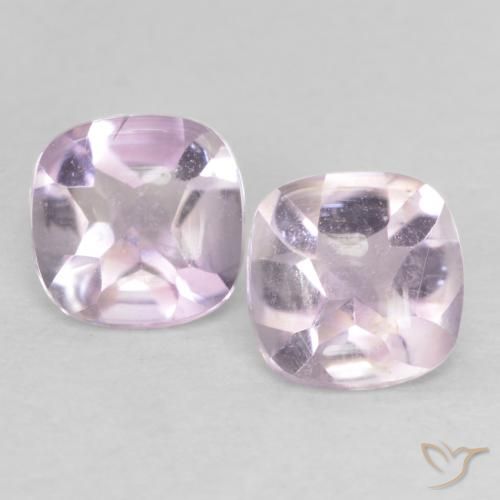 1.08ctw Naturale Rosa violaceo Bianco Ametista, Cuscino, Trasparente