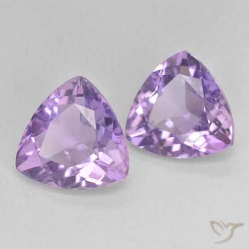 Gemme di Ametista Viola chiaro naturale da 5.31 ct, Taglio trillion, VVS-VS