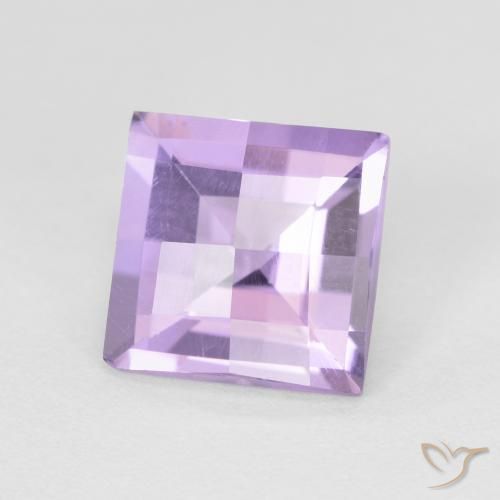 Ametista Viola rosato chiaro naturale da 1.38 ct, Quadrato, VVS-VS