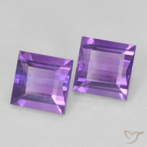 Gemme di Ametista Viola Intenso naturale da 0.85 ct, Quadrato, VS