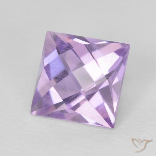 Ametista Viola tendente al rosa naturale da 1.25 ct, Quadrato, VVS-VS