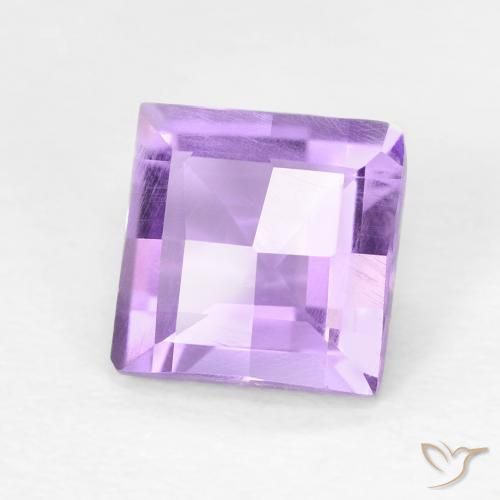Ametista Viola rosato chiaro naturale da 1.35 ct, Quadrato, VVS-VS