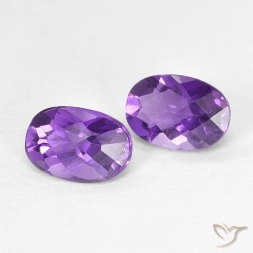 Gemme di ametista viola intenso naturale da 0,82 ct, taglio ovale, VVS-VS