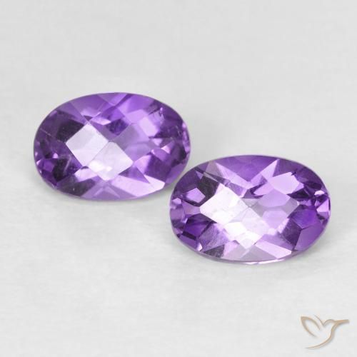 Gemme di Ametista Viola Intenso naturale da 0.92 ct, Ovale, VS