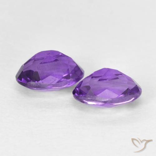 Gemme di Ametista viola vivido naturale da 0.90 ct, Ovale, VS