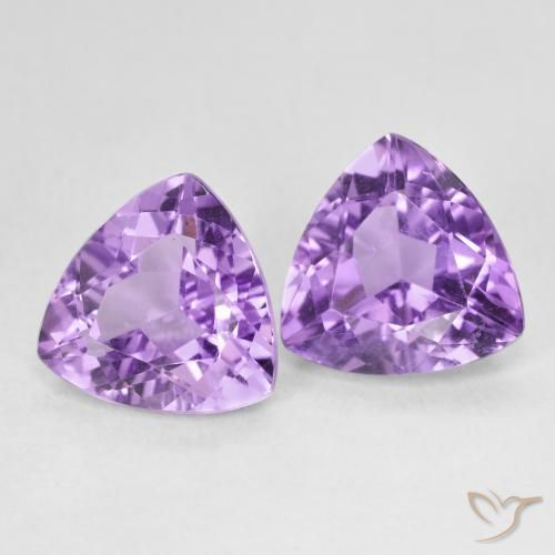 Gemme di Ametista Viola medio naturale da 5.84 ct, Taglio trillion, VS