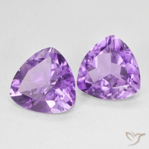 Gemme di Ametista Viola medio naturale da 5.54 ct, Taglio trillion, VS