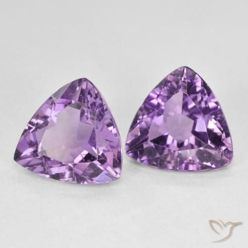 Gemme di Ametista Viola tendente al rosa naturale da 5.56 ct, Taglio trillion, VS