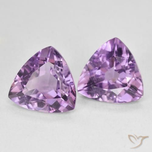 Gemme di Ametista Viola chiaro-medio naturale da 5.72 ct, Taglio trillion, VS