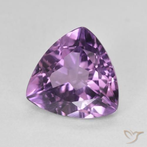 Ametista Viola-Rosa Medio naturale da 2.87 ct, Taglio trillion, VVS-VS