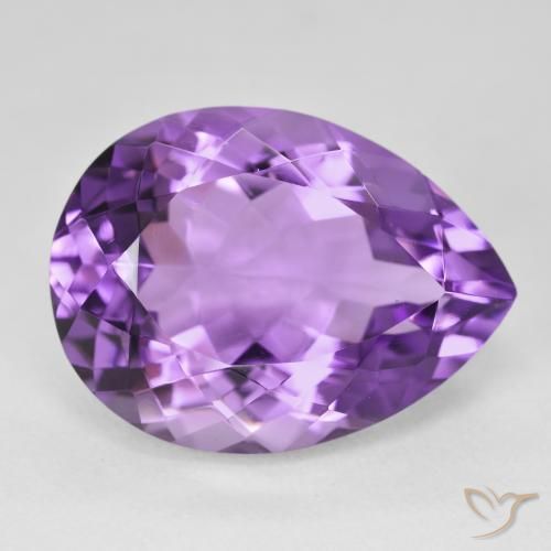 Ametista Viola medio naturale da 18.75 ct, Forma a pera, VVS