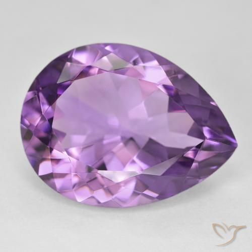 Ametista Viola chiaro-medio naturale da 17.98 ct, Forma a pera, VVS