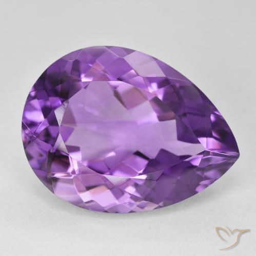 Ametista Medium Light Purplish-Violet naturale da 18.42 ct, Forma a pera, VVS
