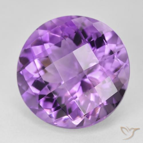 Ametista Viola violaceo medio naturale da 18.76 ct, Rotondo, VVS
