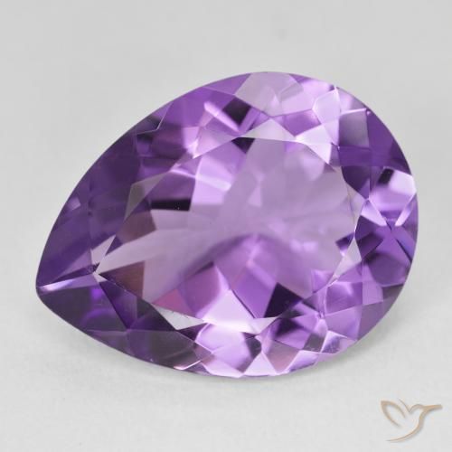 Ametista Viola medio naturale da 15.70 ct, Forma a pera, VVS