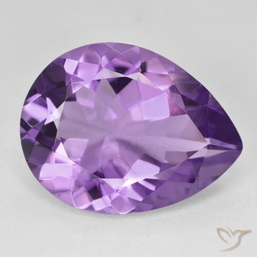Ametista Viola medio naturale da 15.70 ct, Forma a pera, VVS