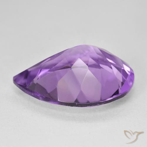 Ametista Viola medio naturale da 15.70 ct, Forma a pera, VVS