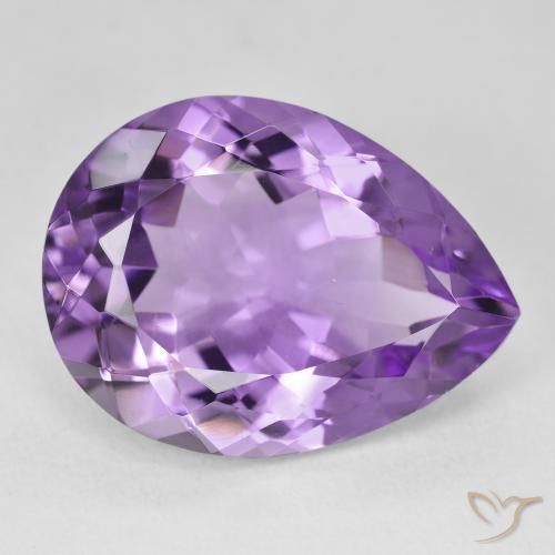 Ametista Viola medio naturale da 17.78 ct, Forma a pera, VVS