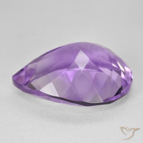 Ametista Viola medio naturale da 17.78 ct, Forma a pera, VVS