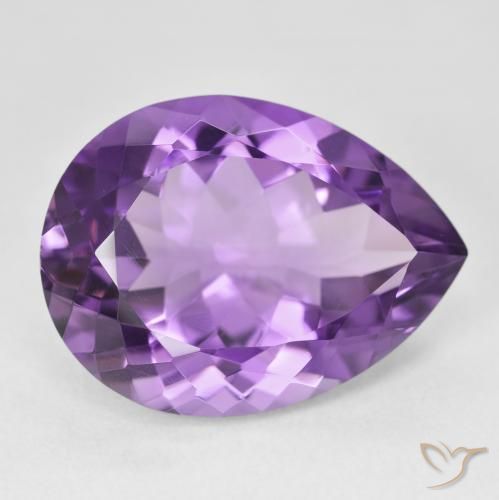 Ametista Viola Intenso naturale da 17.90 ct, Forma a pera, VVS