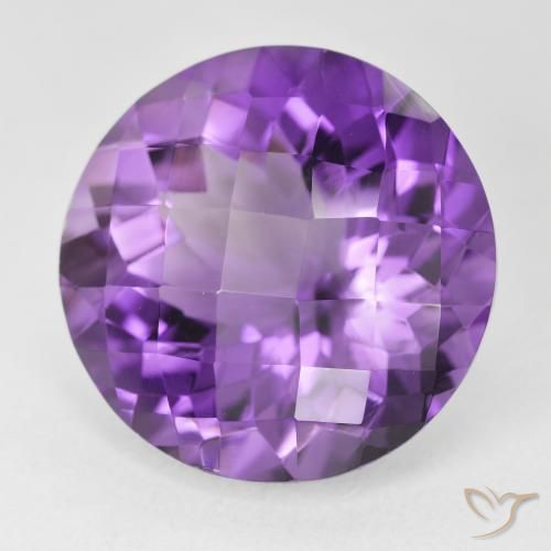 Ametista viola vivido naturale da 18.89 ct, Rotondo, VVS