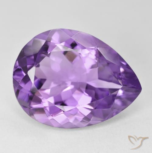 Ametista Viola Intenso naturale da 17.62 ct, Forma a pera, VVS