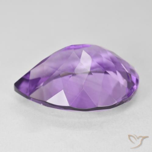 Ametista Viola Intenso naturale da 17.62 ct, Forma a pera, VVS