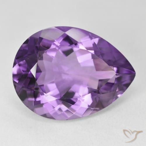 Ametista Viola medio naturale da 18.52 ct, Forma a pera, VVS