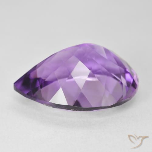 Ametista Viola medio naturale da 18.52 ct, Forma a pera, VVS