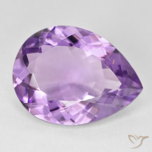 Ametista Viola violaceo medio naturale da 16.38 ct, Forma a pera, VVS