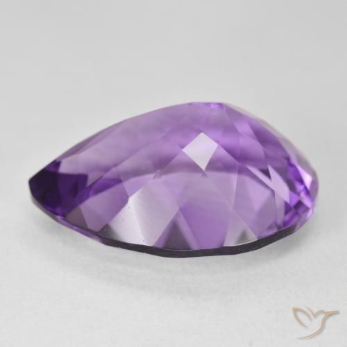 Ametista Viola Intenso naturale da 17.84 ct, Forma a pera, VVS