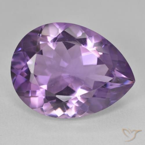 Ametista Viola medio naturale da 17.70 ct, Forma a pera, VVS-VS