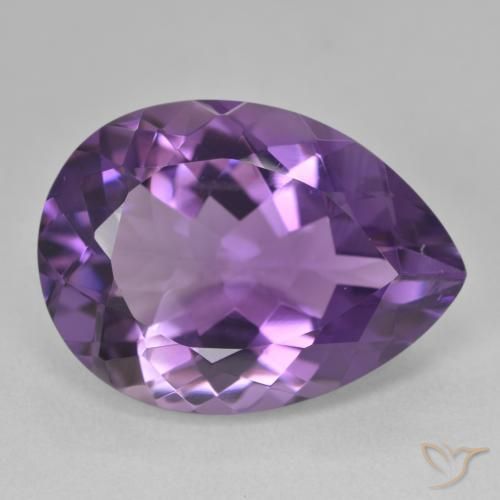 Ametista Viola medio naturale da 15.83 ct, Forma a pera, VVS-VS