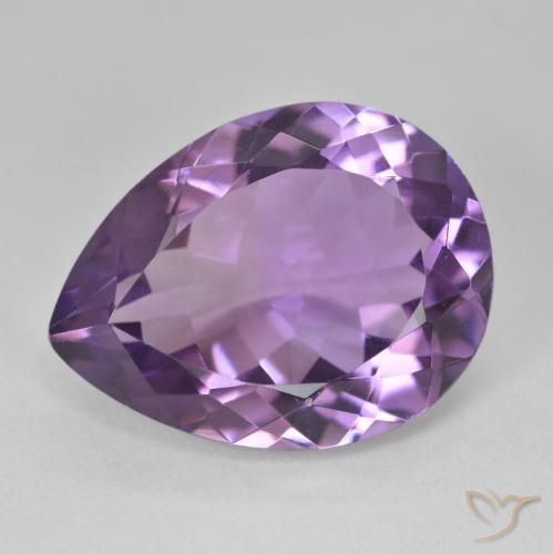 16.99ct Naturale Medium Light Purplish-Violet Ametista, Forma a pera, VVS-VS