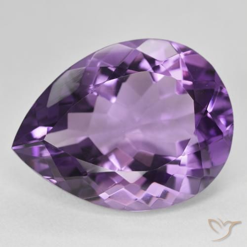 18.07ct Naturale Medium Light Purplish-Violet Ametista, Forma a pera, VVS
