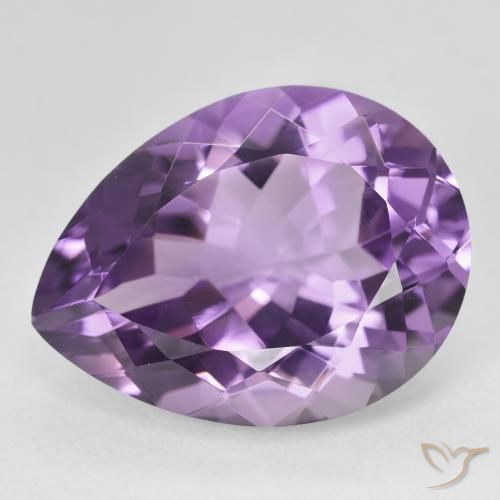 18.17ct Naturale Medium Light Purplish-Violet Ametista, Forma a pera, VVS