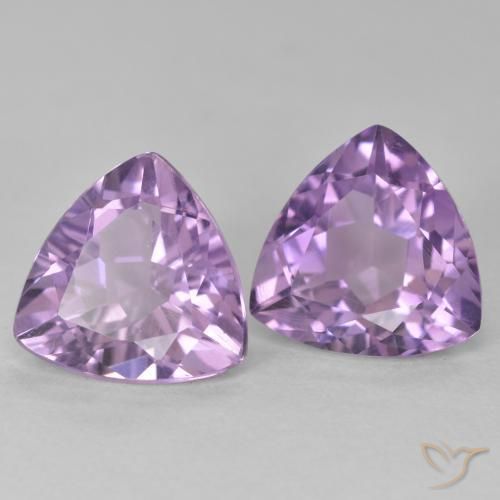 Gemme di Ametista Viola tendente al rosa naturale da 5.78 ct, Taglio trillion, VS