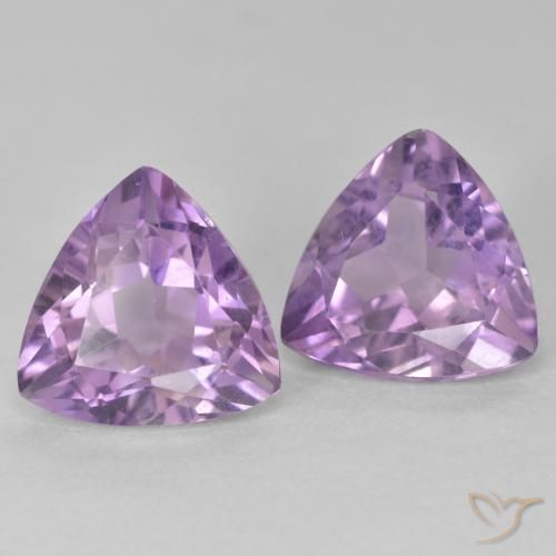 Gemme di Ametista Viola tendente al rosa naturale da 5.68 ct, Taglio trillion, VS
