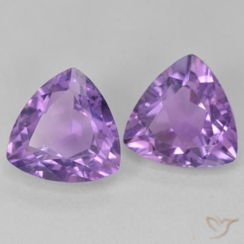Gemme di Ametista Viola medio naturale da 5.58 ct, Taglio trillion, VS