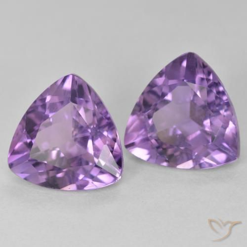 Gemme di Ametista Viola medio naturale da 5.57 ct, Taglio trillion, VS