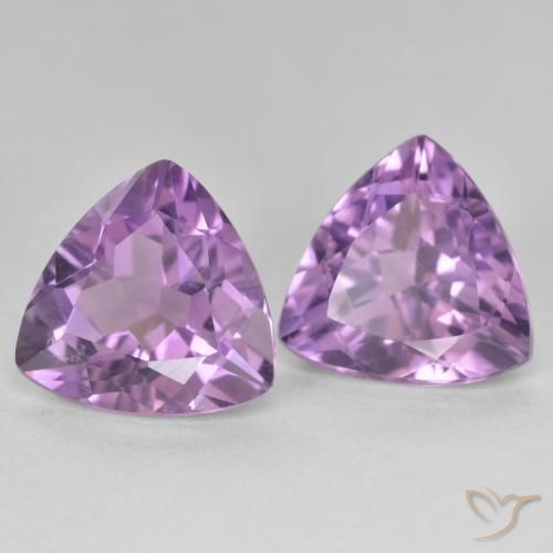 Gemme di Ametista Viola rosa medio naturale da 5.83 ct, Taglio trillion, VS
