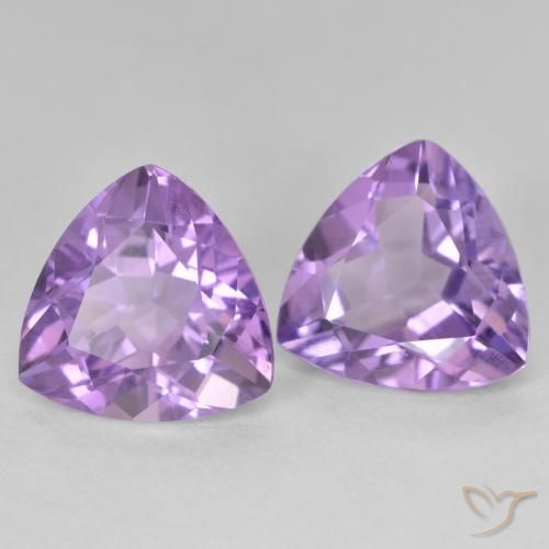 Gemme di Ametista Viola medio naturale da 5.71 ct, Taglio trillion, VS