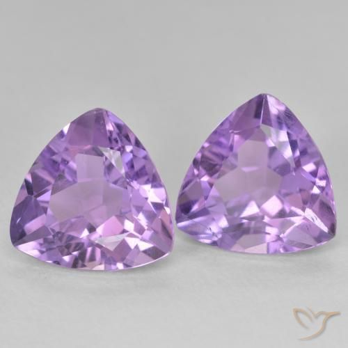 Gemme di Ametista Viola medio naturale da 5.73 ct, Taglio trillion, VS