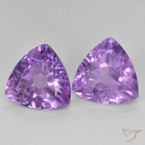 Gemme di Ametista Viola tendente al rosa naturale da 5.72 ct, Taglio trillion, VS