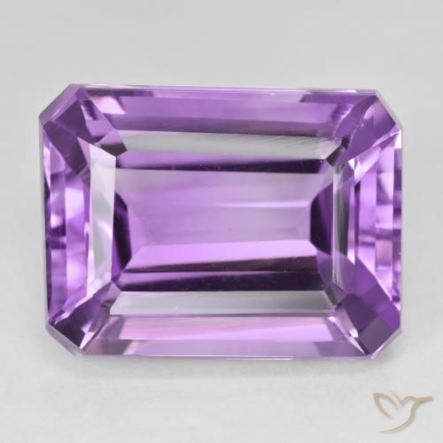 Ametista medium light purplish-violet naturale da 25,05 ct, taglio smeraldo, VVS