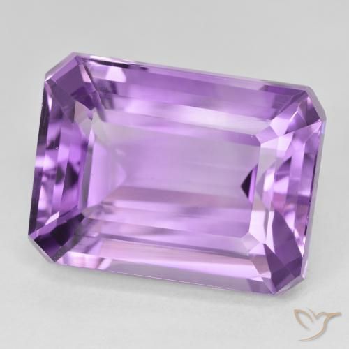 Ametista medium light purplish-violet naturale da 25,05 ct, taglio smeraldo, VVS