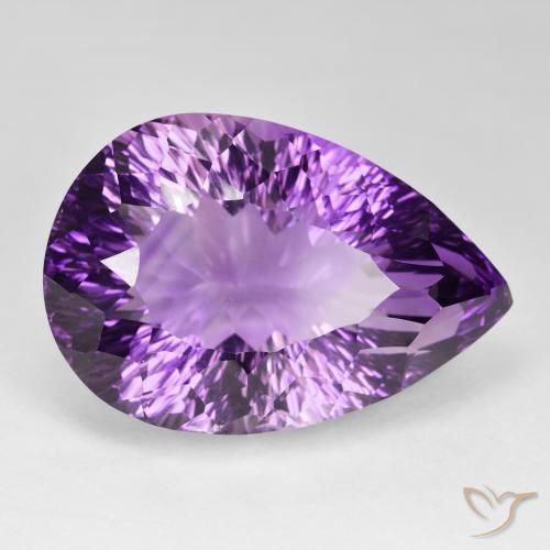 Ametista Viola violaceo medio naturale da 79.45 ct, Forma a pera, VVS